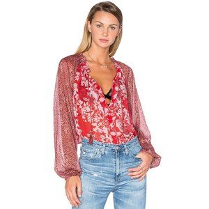 Free People Hendrix Floral Peasant Top Red Size M